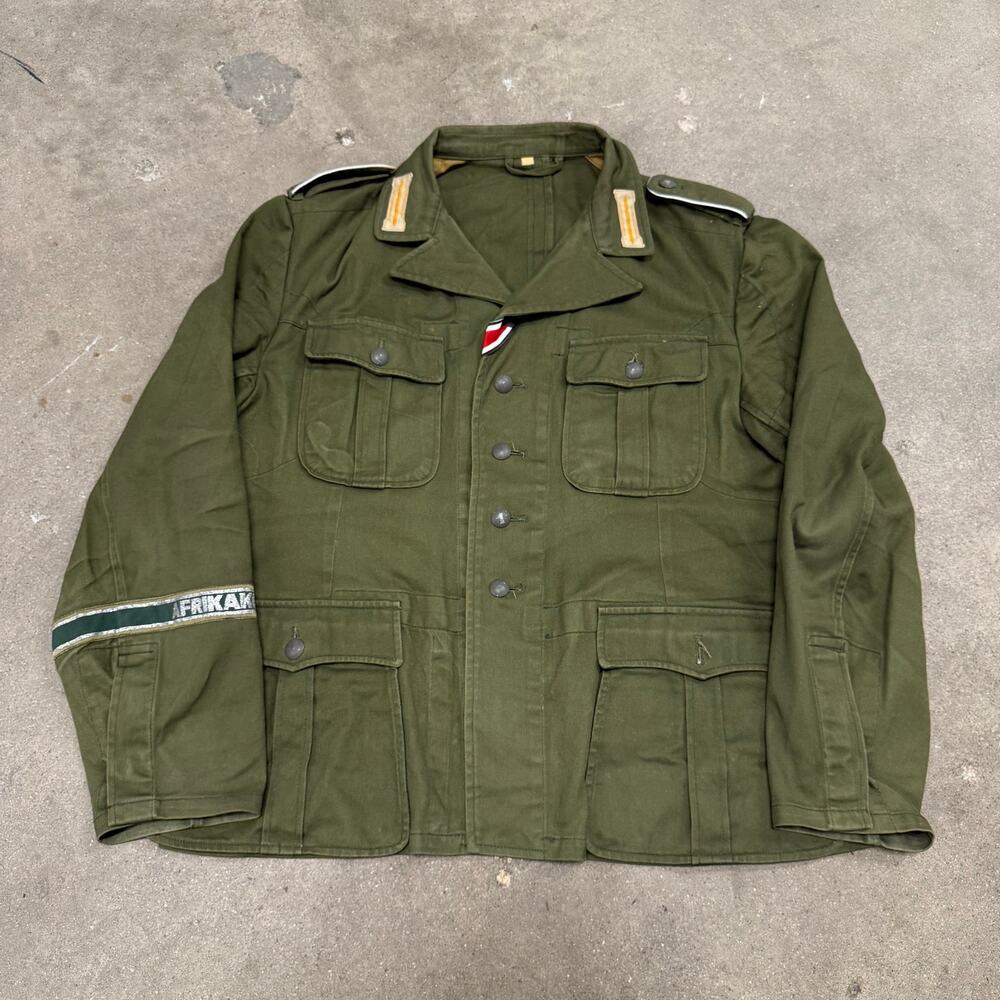 Vintage WWII German M41 DAK/Tropical Afrika Korps Green Military Army Jacket L